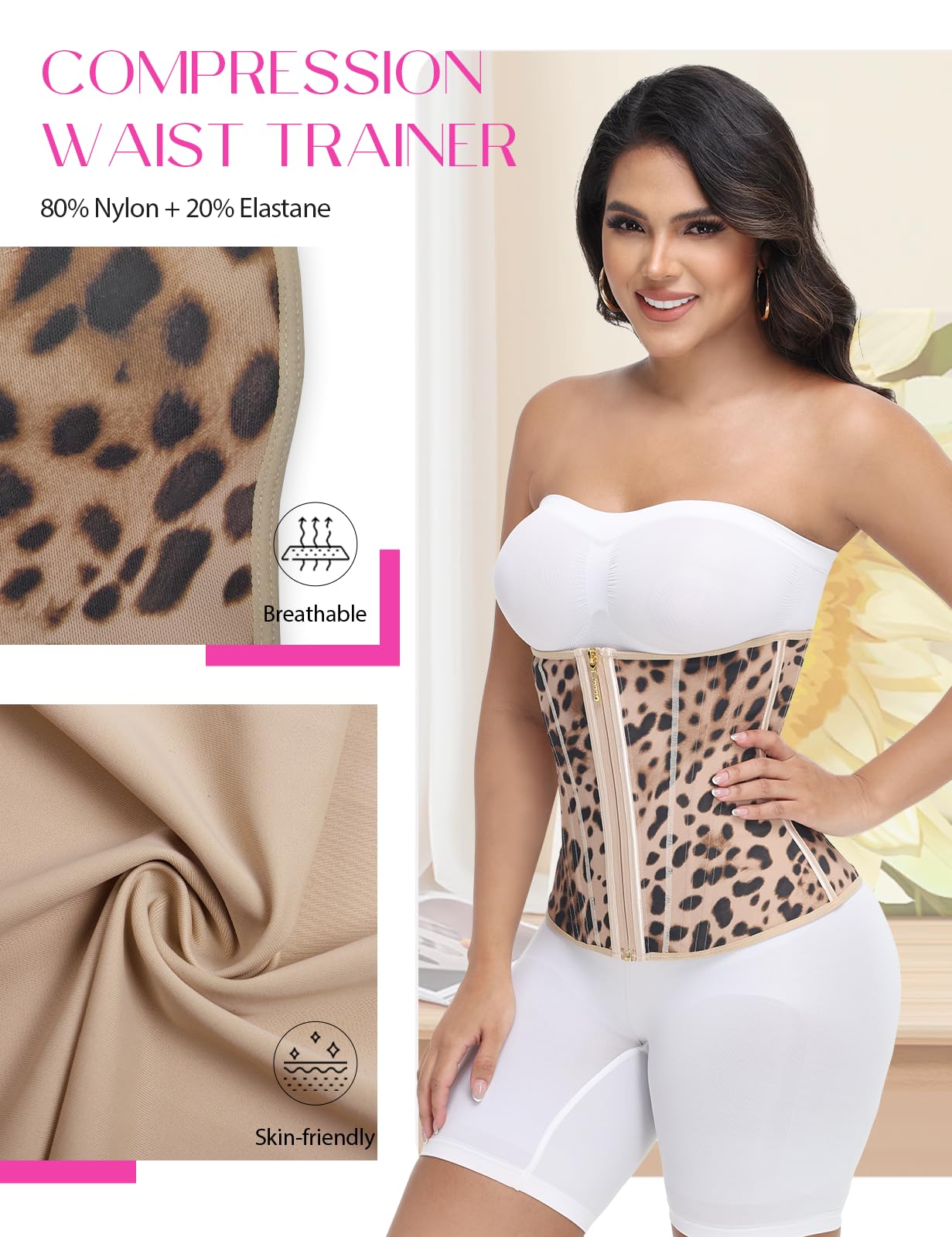 SHAPSHE Waist Trainer for Women Tummy Control Workout Waist Cincher Corset Shapewear Postpartum Body Shaper with Zipper Hook