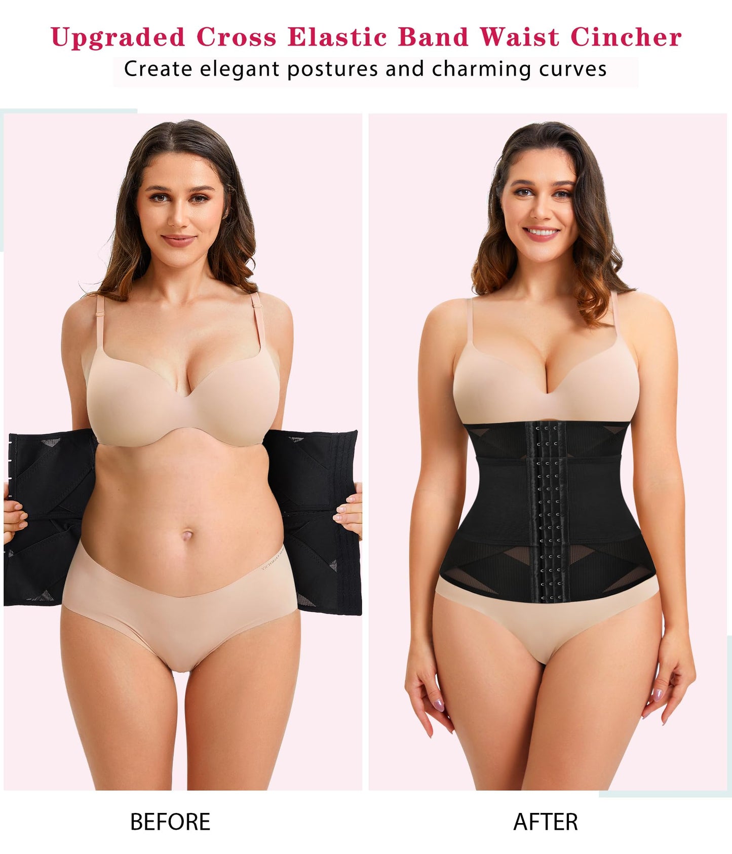 LODAY Waist Trainer for Women Corset Shapewear Tummy Control Body Shaper Cross Mesh Waist Cincher Postpartum Girdle