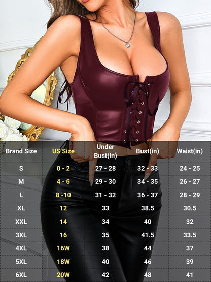 Renaissance Corsets Leather, Lace Up Overbust, S-6XL Sexy Tops