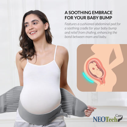 NeoTech Care Pregnancy Support Maternity Belt, Waist/Back/Abdomen Band, Belly Brace (Size M, Black Color)