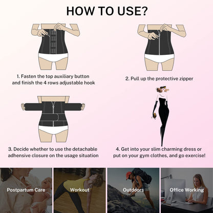 GainKee Clip and Zip Waist Trainer Corset Women Neoprene Worked Out Sweat Vest Body Shaper