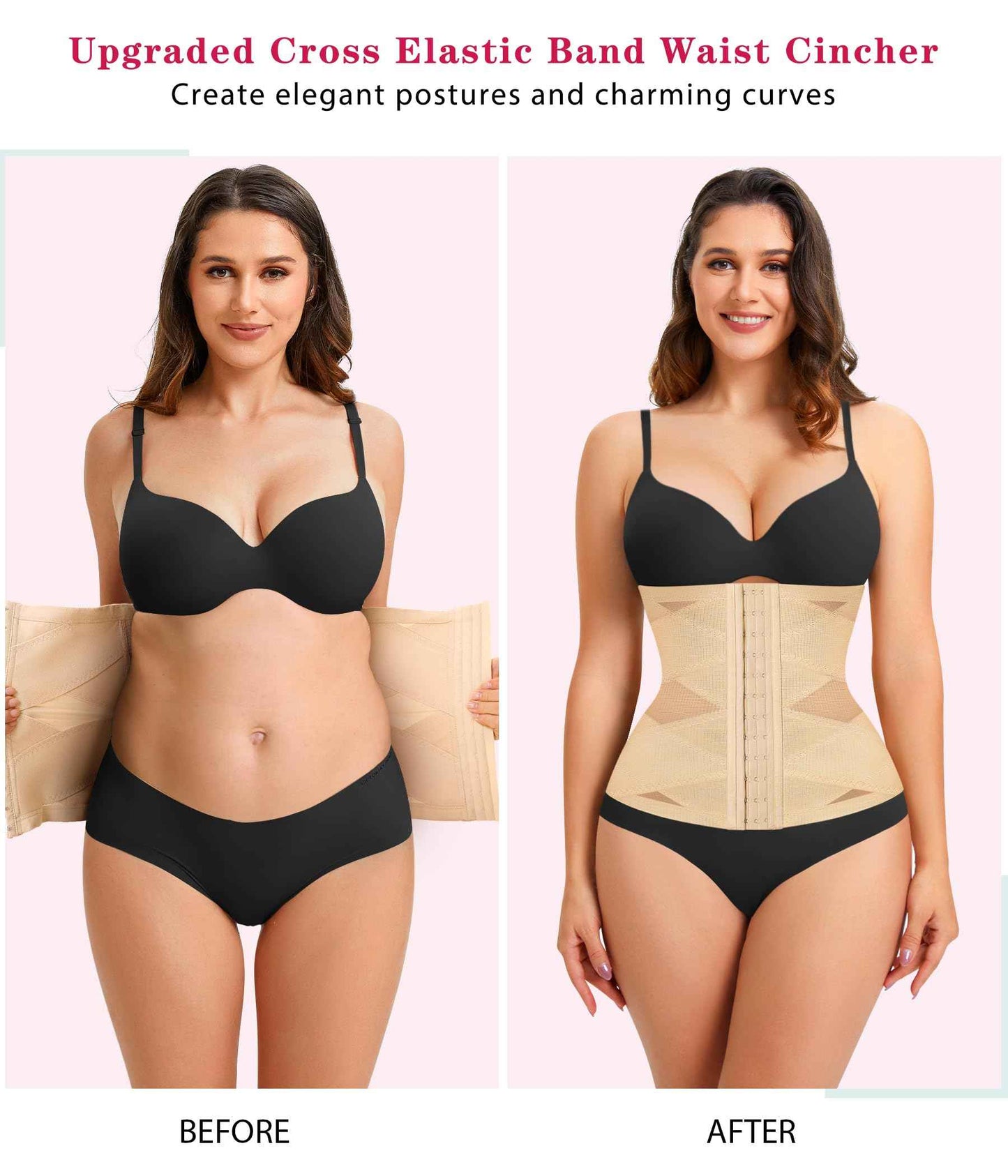 LODAY Waist Trainer for Women Corset Shapewear Tummy Control Body Shaper Cross Mesh Waist Cincher Postpartum Girdle