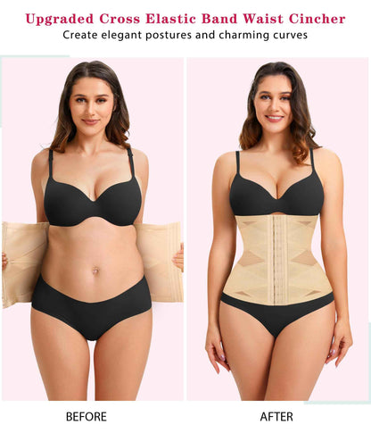 LODAY Waist Trainer for Women Corset Shapewear Tummy Control Body Shaper Cross Mesh Waist Cincher Postpartum Girdle