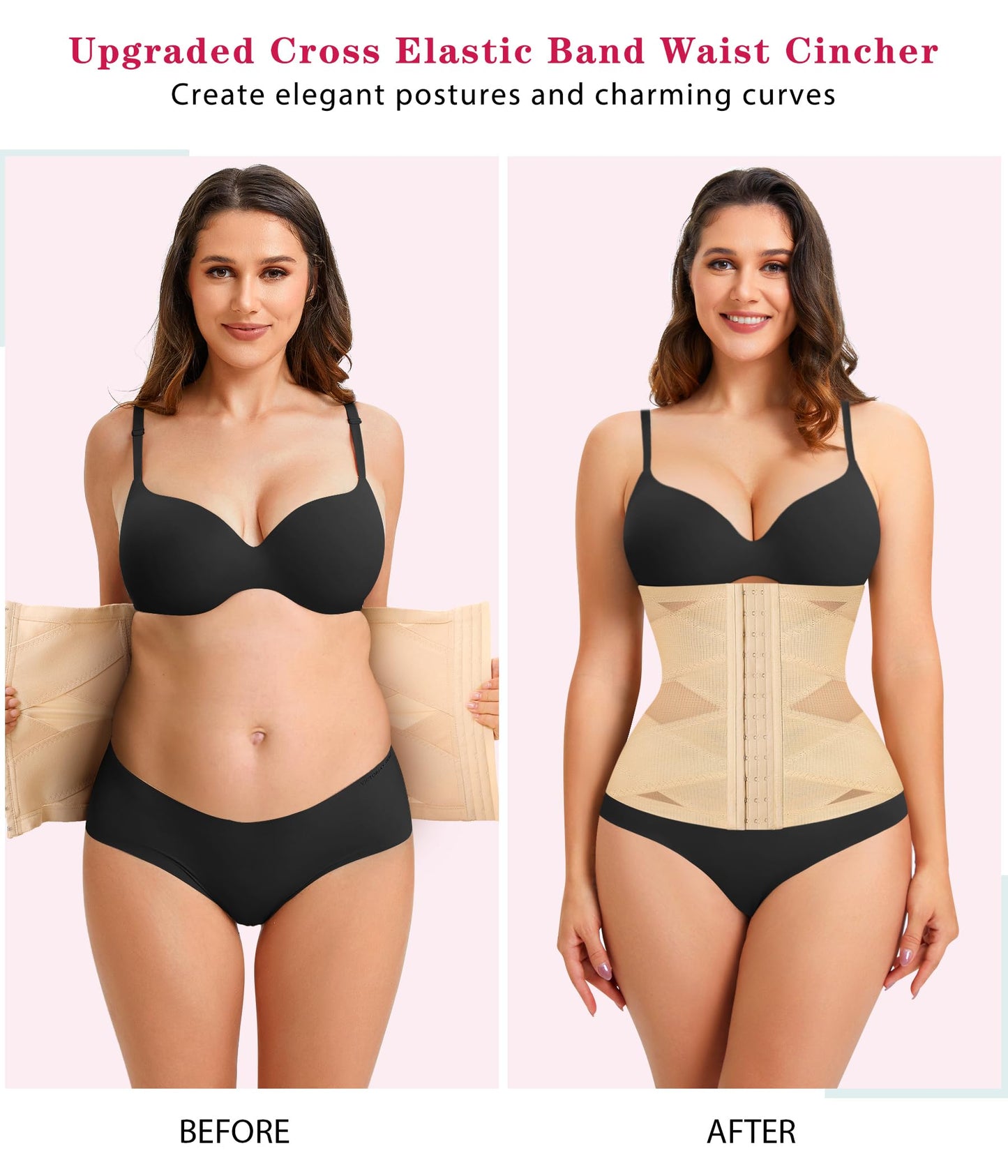 LODAY Waist Trainer for Women Corset Shapewear Tummy Control Body Shaper Cross Mesh Waist Cincher Postpartum Girdle