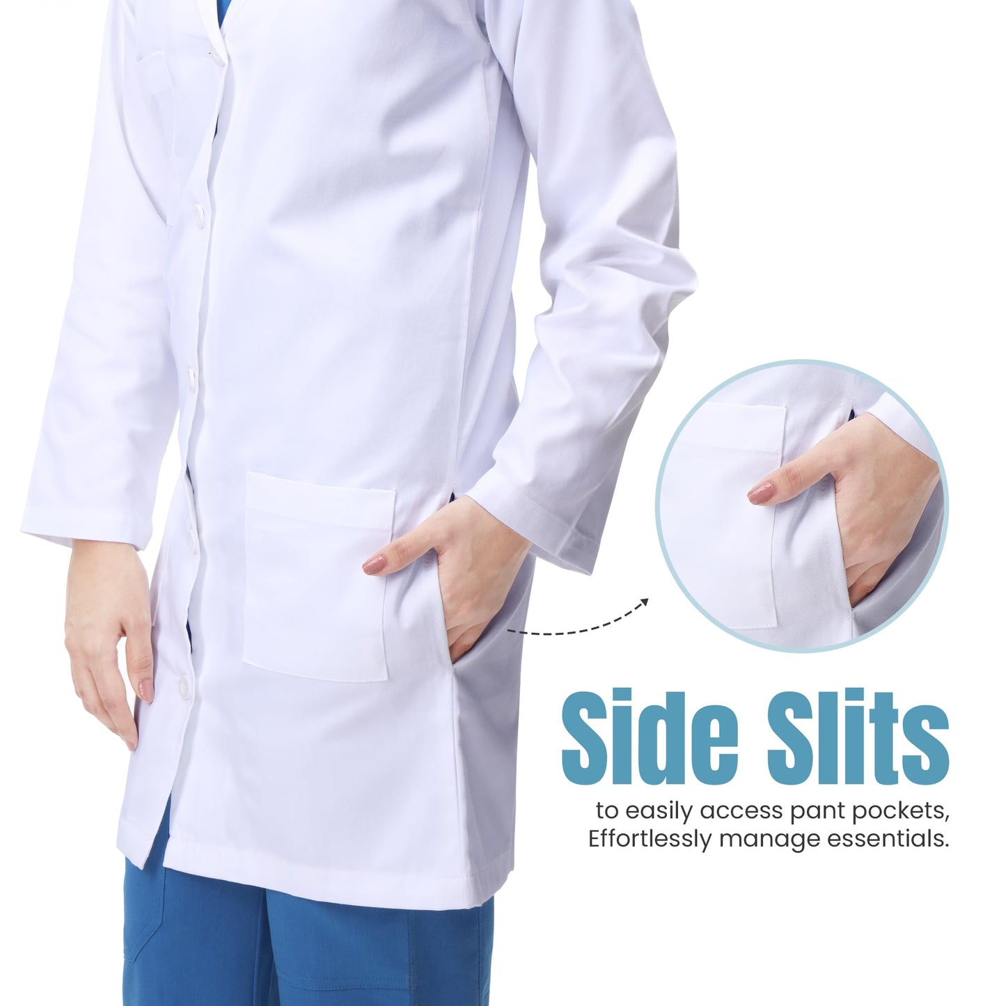 NY Threads Professional Lab Coat for Women, Long Sleeve Medical Coat