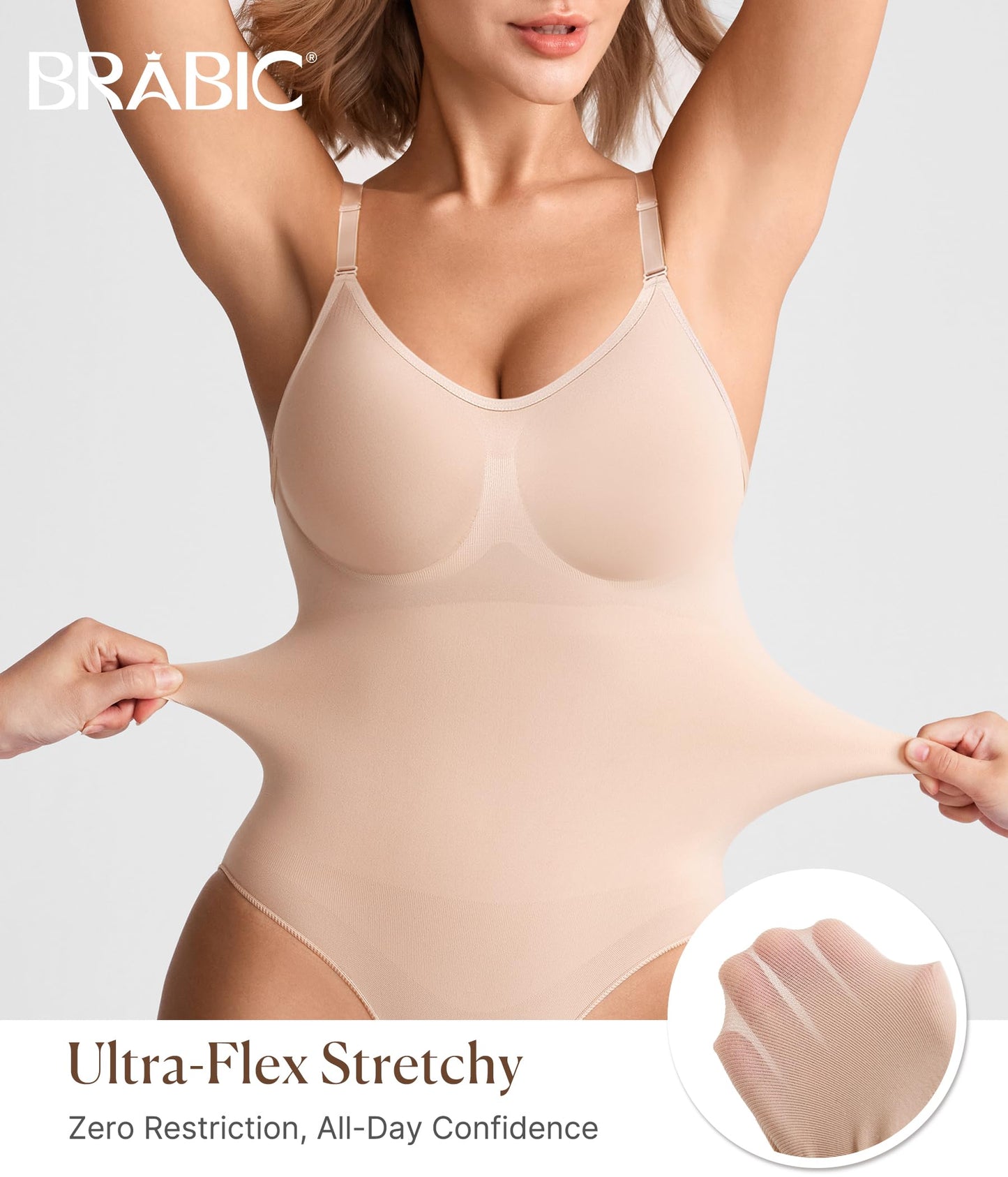 BRABIC Tummy Control Shapewear for Women Seamless Shapewear Bodysuit Body Shaper Waist Trainer Snatched Body Suit
