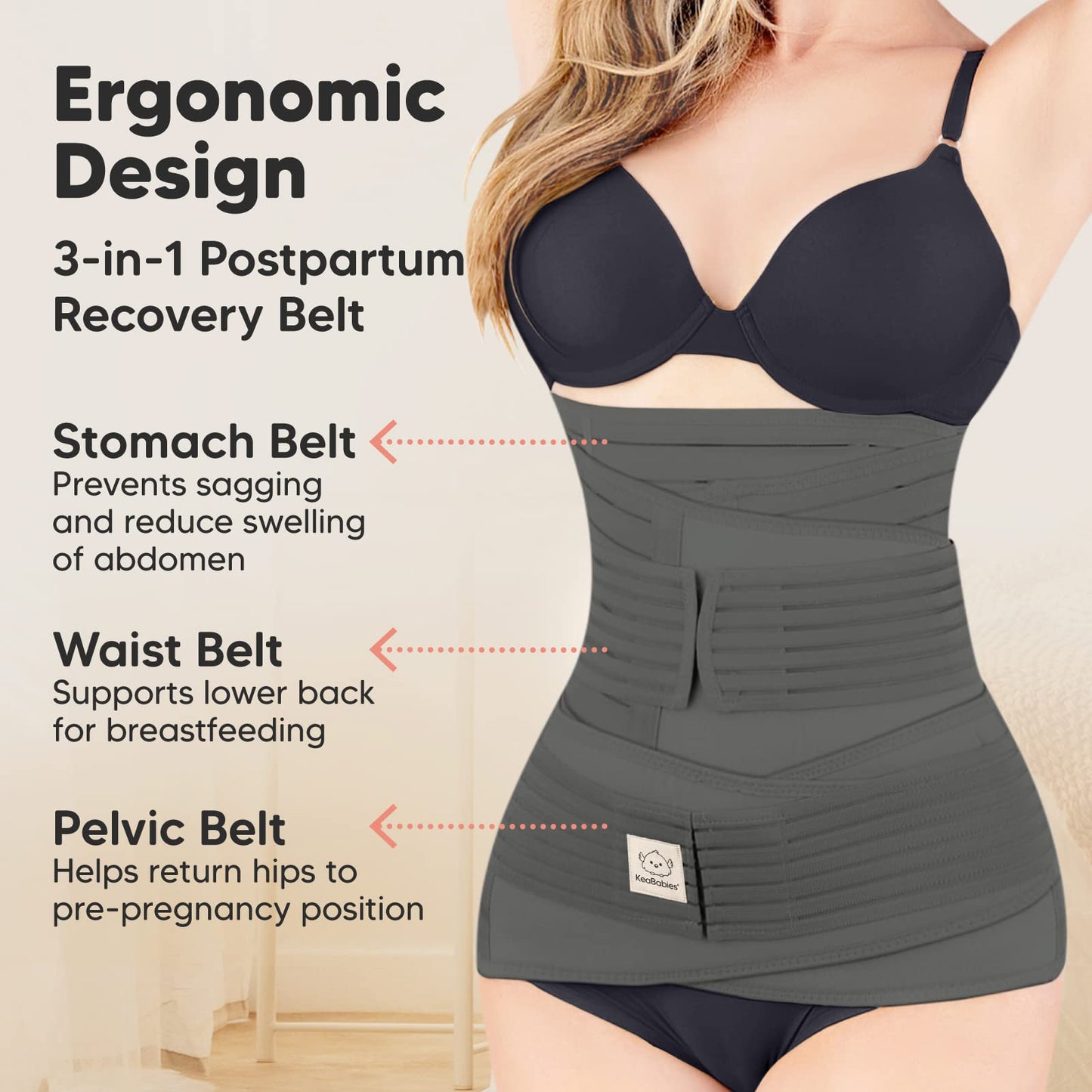 3 in 1 Postpartum Belly Support Recovery Wrap – Postpartum Belly Band, After Birth Brace, Slimming Girdles, Body Shaper Waist Shapewear, Post Surgery Pregnancy Belly Support Band (Midnight Black, M/L)