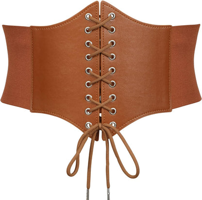 JASGOOD Women’s Elastic Costume Waist Belt Lace-up Tied Waspie Corset Belts for Women