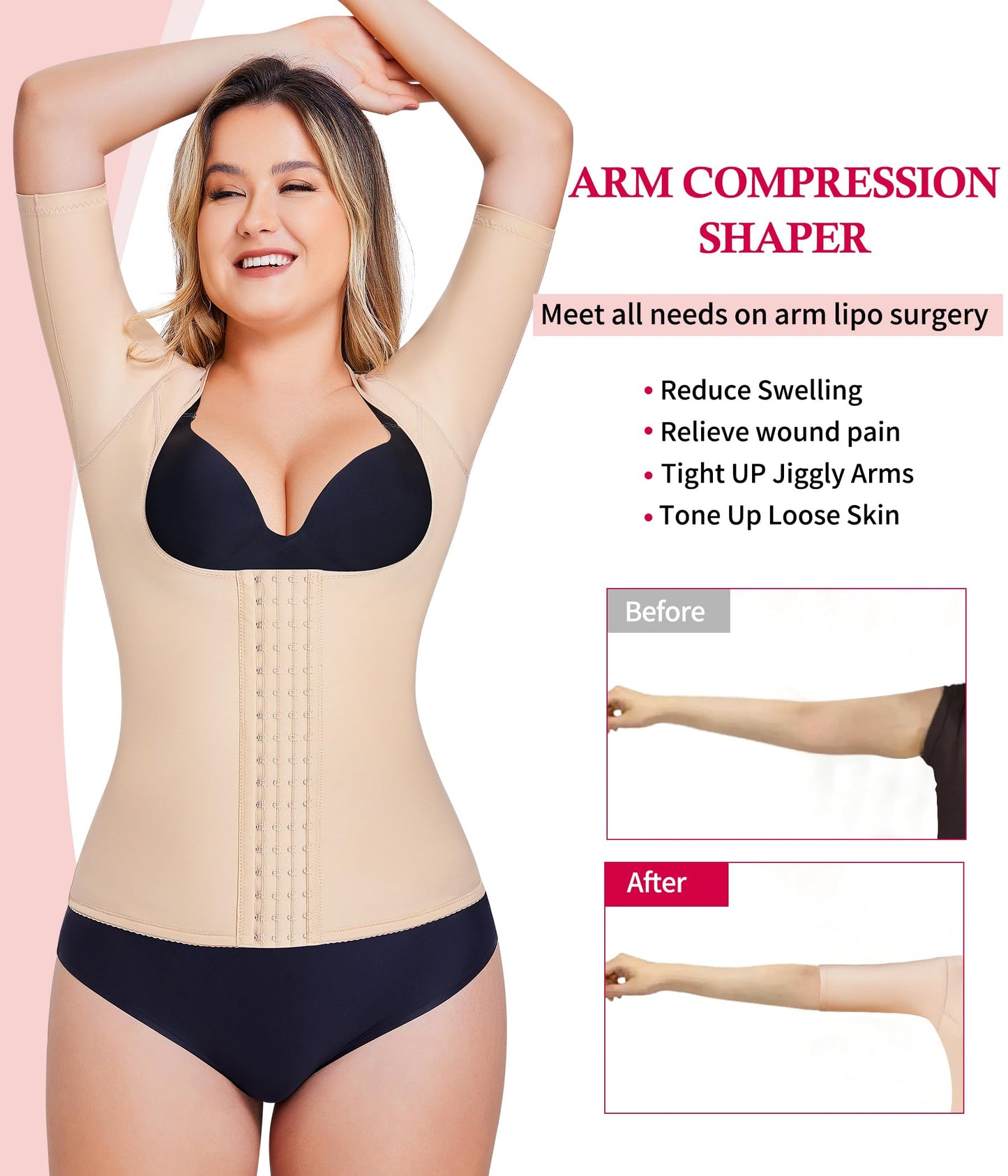 Gotoly Women Waist Trainer Corset Tummy Control Shapewear Upper Arm Shaper Post Surgical Slimmer Compression Tops