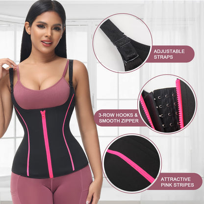 YADIFEN Waist Trainer Vest for Women,Zipper Corset Body Shaper for Tummy Control Neoprene Cincher Tank Top with Straps