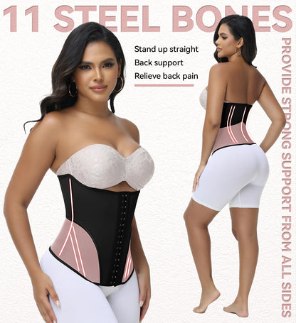 SHAPSHE Waist Trainer Corset for Women Tummy Control Waist Cincher Shapewear Workout Body Shaper Postpartum with Hooks