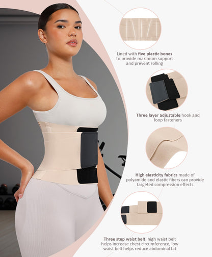 FeelinGirl Waist Trainer Belt Waist Cincher Trimmer Ab Belt Tummy Control Body Shaper with Triple Wrap Women and Men