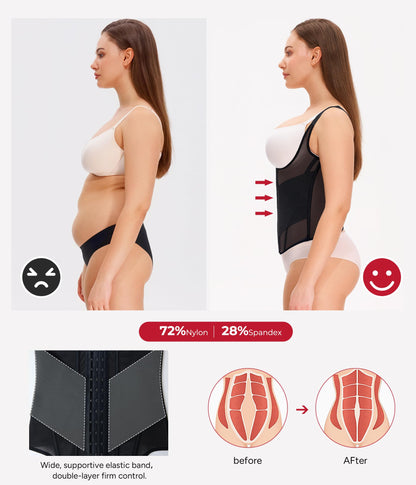 Nebility Waist Trainer for Women Corset Shapewear Tummy Control Body Shaper Top Waist Cincher Girdle with Adjustable Straps