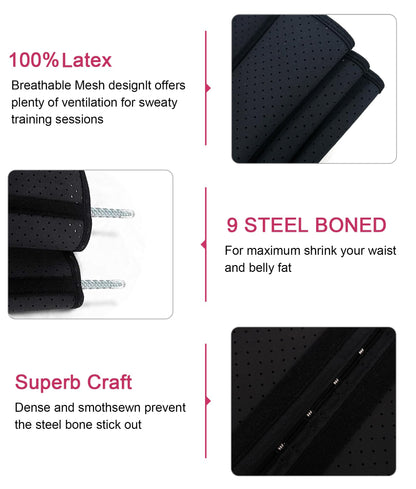 YIANNA Waist Trainer for Women Latex Underbust Waist Corsets Cincher Hourglass Body Shaper 4 Hooks