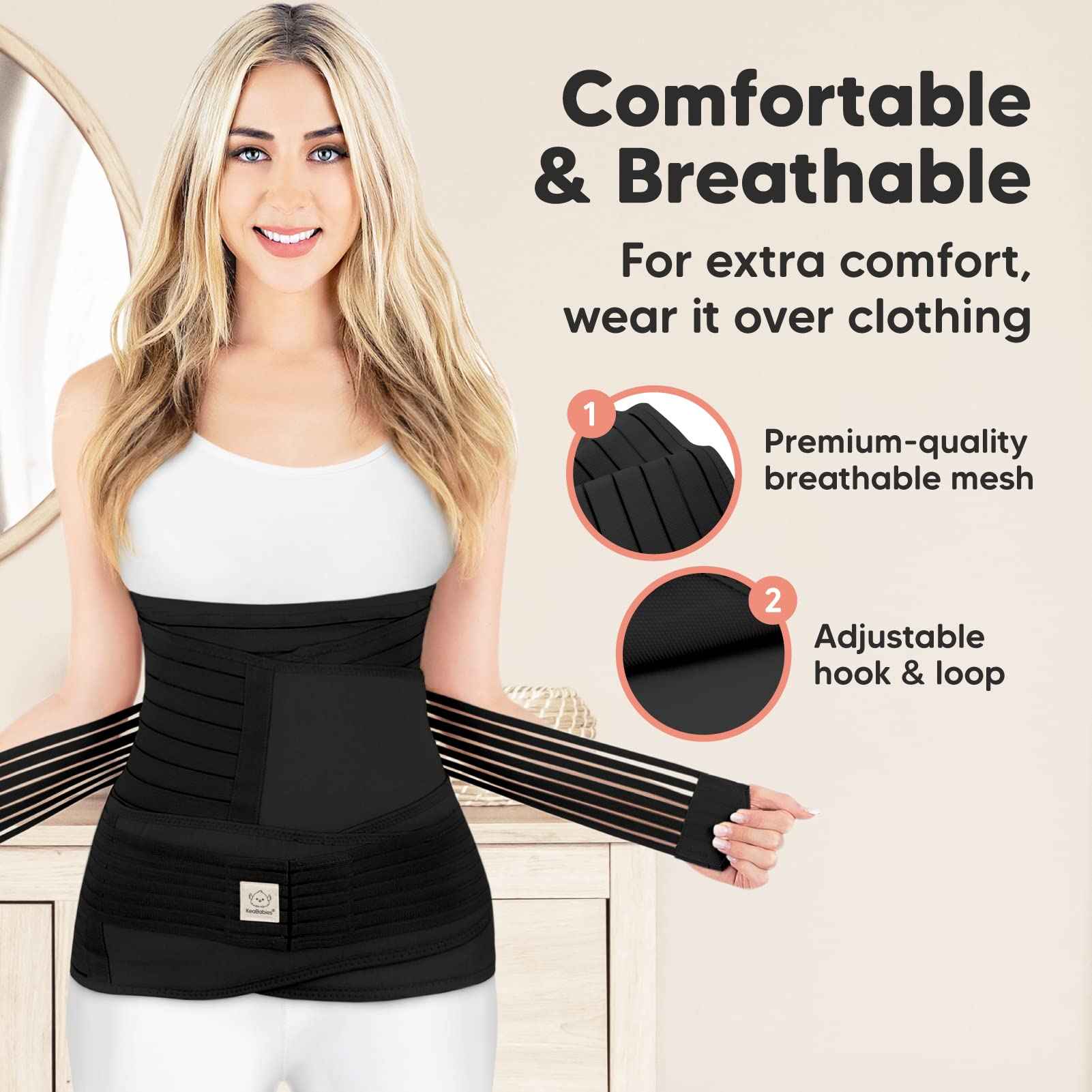 3 in 1 Postpartum Belly Support Recovery Wrap – Postpartum Belly Band, After Birth Brace, Slimming Girdles, Body Shaper Waist Shapewear, Post Surgery Pregnancy Belly Support Band (Midnight Black, M/L)