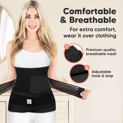 3 in 1 Postpartum Belly Support Recovery Wrap – Postpartum Belly Band, After Birth Brace, Slimming Girdles, Body Shaper Waist Shapewear, Post Surgery Pregnancy Belly Support Band (Midnight Black, M/L)