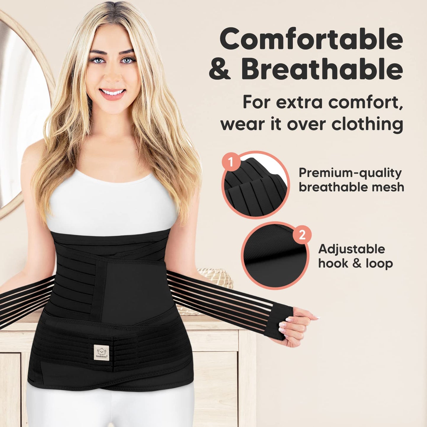 3 in 1 Postpartum Belly Support Recovery Wrap – Postpartum Belly Band, After Birth Brace, Slimming Girdles, Body Shaper Waist Shapewear, Post Surgery Pregnancy Belly Support Band (Midnight Black, M/L)