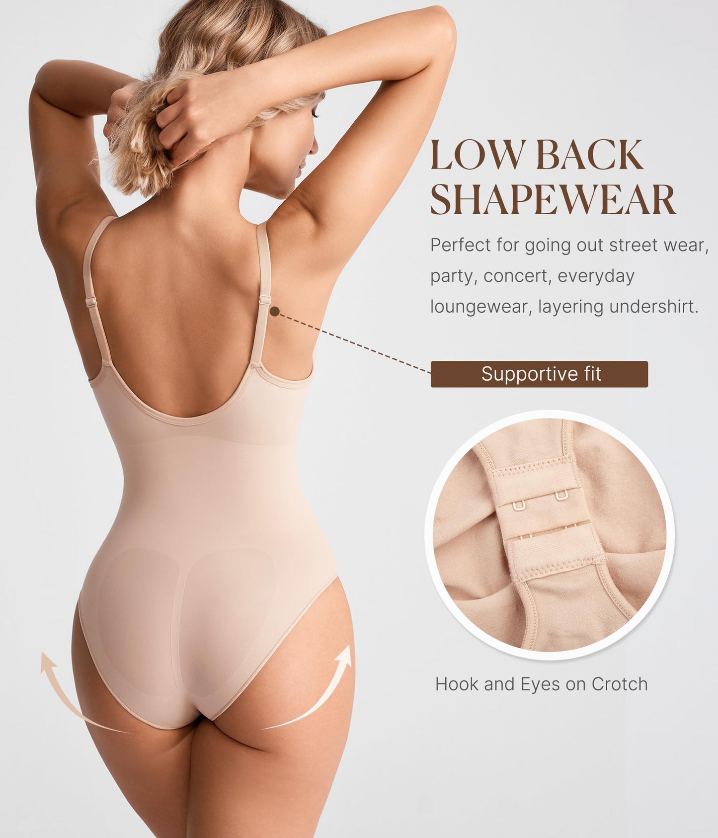 BRABIC Tummy Control Shapewear for Women Seamless Shapewear Bodysuit Body Shaper Waist Trainer Snatched Body Suit