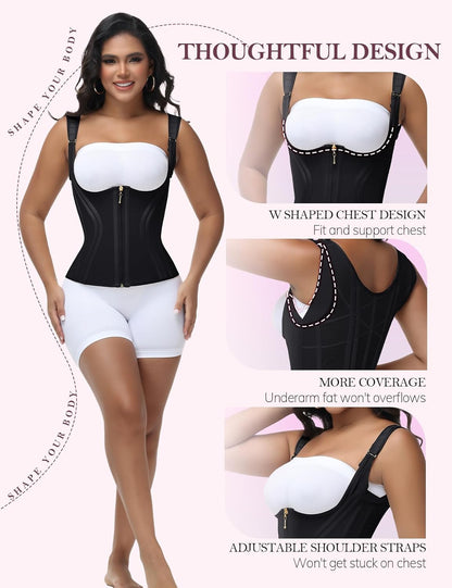 SHAPSHE Waist Trainer for Women Tummy Control Corset Sport Workout Body Shaper Compression Vest for Postpartum Gym with strap