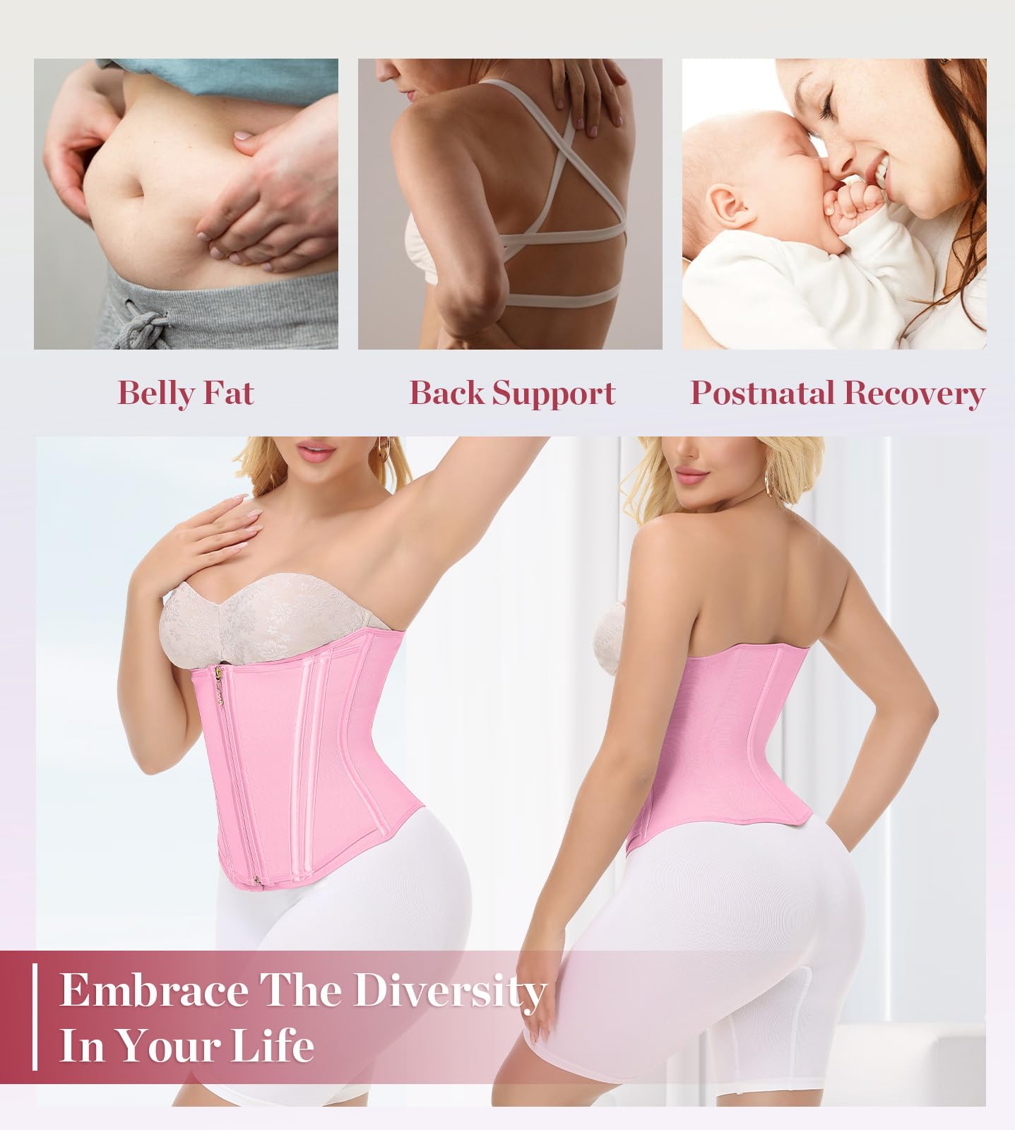 SHAPSHE Waist Trainer for Women, Tummy Control Waist Cincher, Hourglass Sport Workout Faja Body Shaper