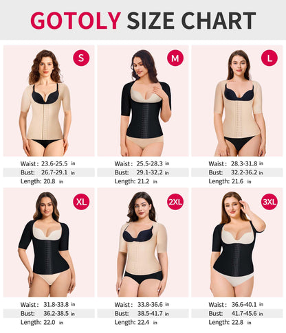 Gotoly Women Waist Trainer Corset Tummy Control Shapewear Upper Arm Shaper Post Surgical Slimmer Compression Tops