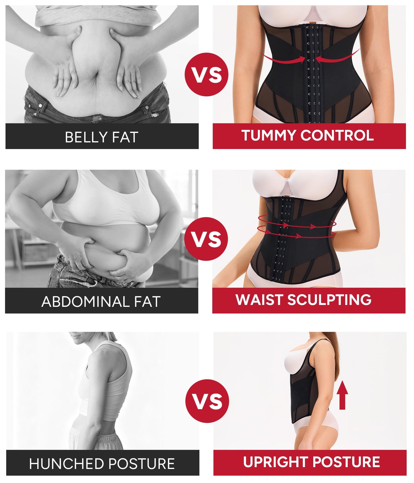 Nebility Waist Trainer for Women Corset Shapewear Tummy Control Body Shaper Top Waist Cincher Girdle with Adjustable Straps