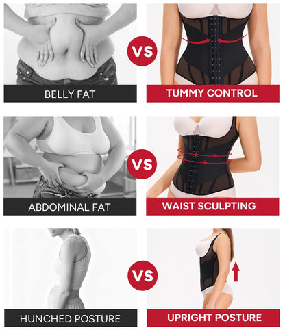 Nebility Waist Trainer for Women Corset Shapewear Tummy Control Body Shaper Top Waist Cincher Girdle with Adjustable Straps
