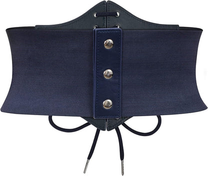 WHIPPY Women's Lace-up Corset Elastic Waist Belt, Tied Waspie Wide Belt for Women Halloween Costume