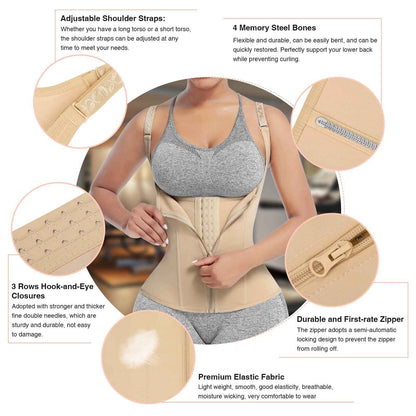 FeelinGirl Waist Trainer for Women Corset Vest Body Shaper Cincher Trimmer Tank Top Sport Girdle with Steel Bones