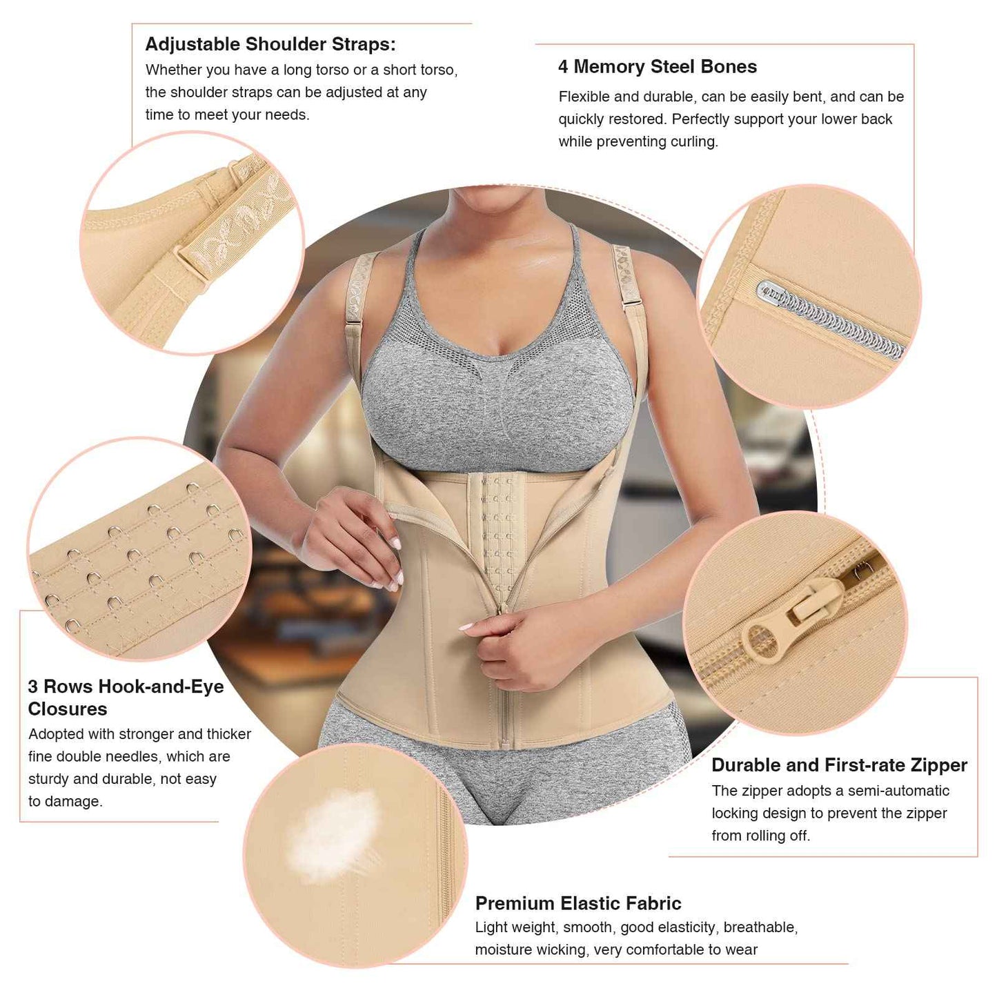 FeelinGirl Waist Trainer for Women Corset Vest Body Shaper Cincher Trimmer Tank Top Sport Girdle with Steel Bones