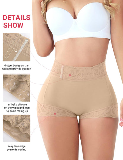 Butt Lifting Panties, Tummy Control Shapewear for Women Compression Underwear Short Lace Butt Lifter Shapewear
