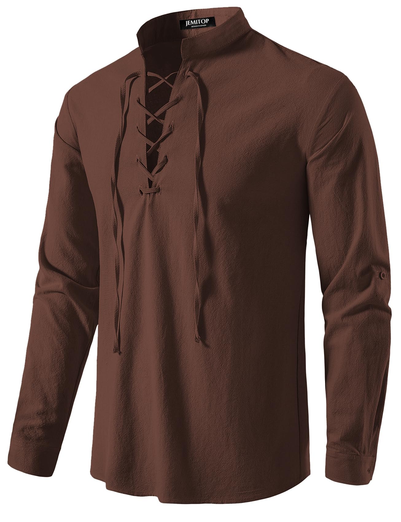 Men's Pure Cotton Retro Lace Up Shirts for Renaissance Pirate Viking Medieval