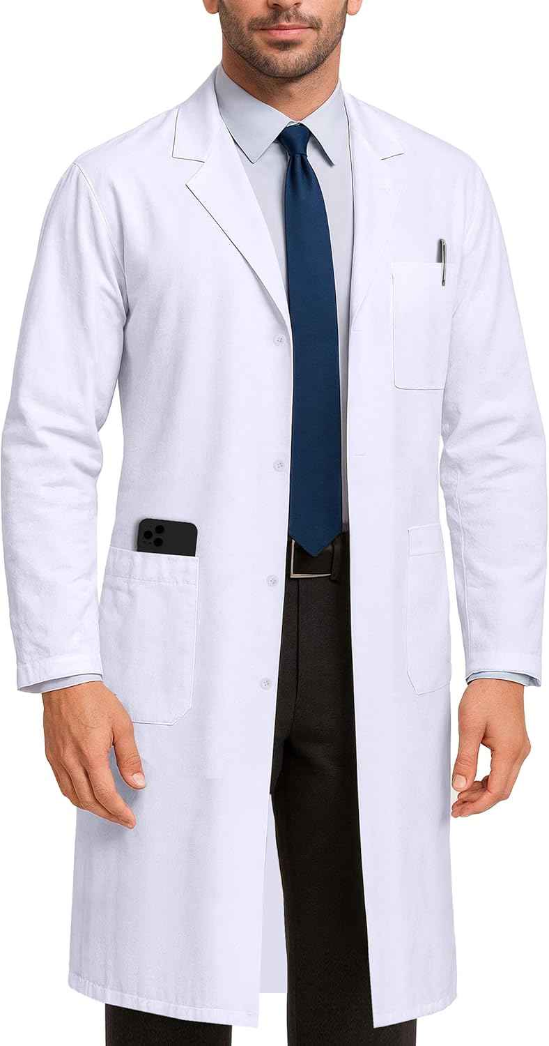 NY Threads Professional Lab Coat for Men Long Sleeve Medical Coat