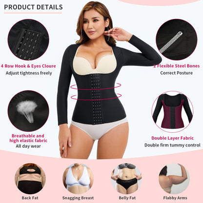 Gotoly Women Waist Trainer Corset Tummy Control Shapewear Upper Arm Shaper Post Surgical Slimmer Compression Tops