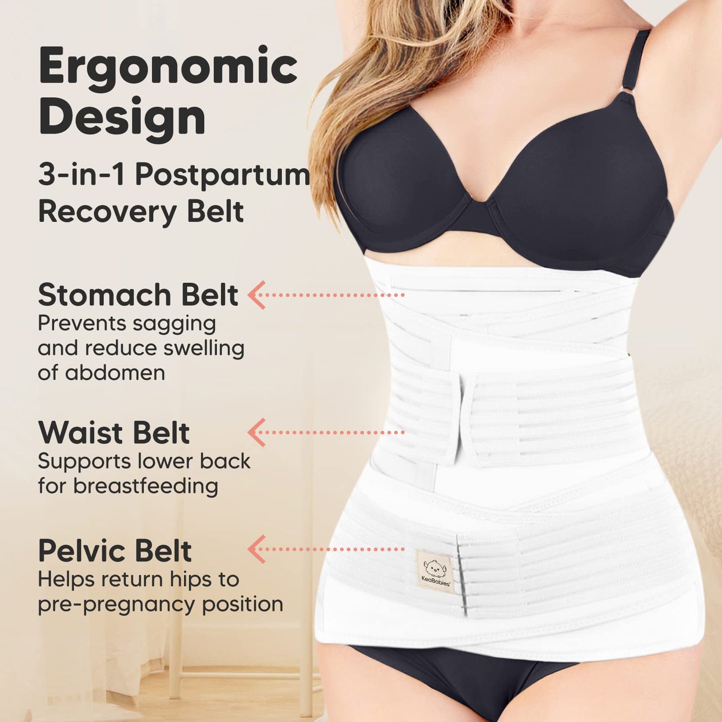 3 in 1 Postpartum Belly Support Recovery Wrap – Postpartum Belly Band, After Birth Brace, Slimming Girdles, Body Shaper Waist Shapewear, Post Surgery Pregnancy Belly Support Band (Midnight Black, M/L)