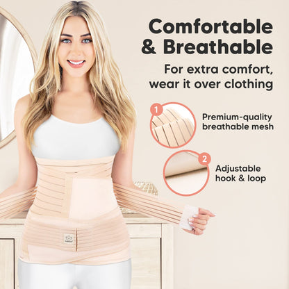 3 in 1 Postpartum Belly Support Recovery Wrap – Postpartum Belly Band, After Birth Brace, Slimming Girdles, Body Shaper Waist Shapewear, Post Surgery Pregnancy Belly Support Band (Midnight Black, M/L)