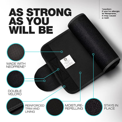 ActiveGear Premium Waist Trimmer & Trainer Belt for Men and Women - Sweat-Enhancing Slimming Wrap for Stomach, Adjustable Fit