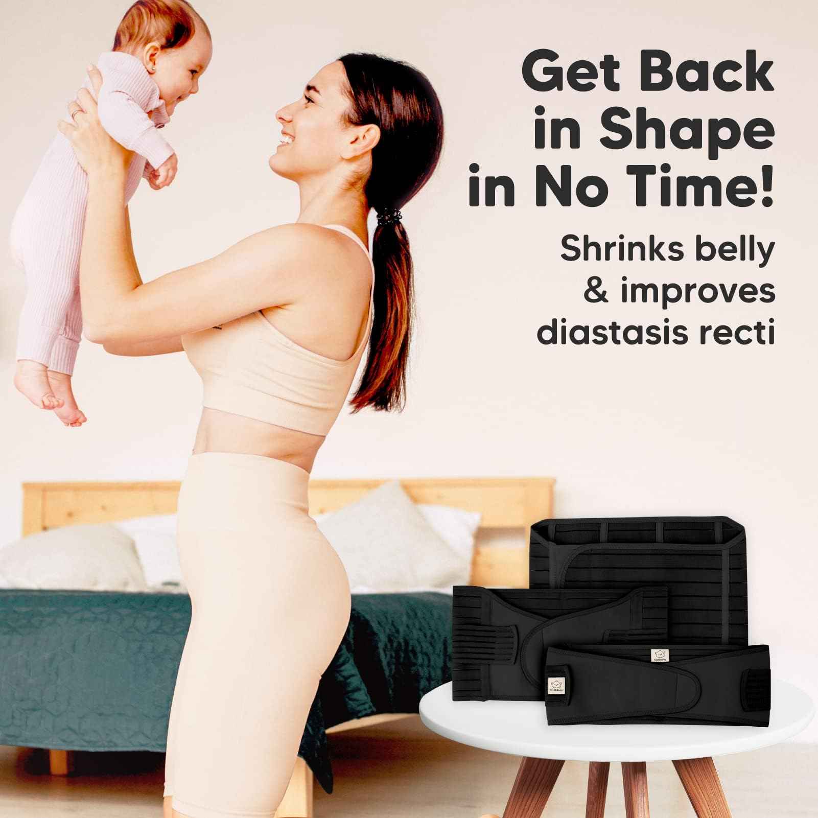 3 in 1 Postpartum Belly Support Recovery Wrap – Postpartum Belly Band, After Birth Brace, Slimming Girdles, Body Shaper Waist Shapewear, Post Surgery Pregnancy Belly Support Band (Midnight Black, M/L)