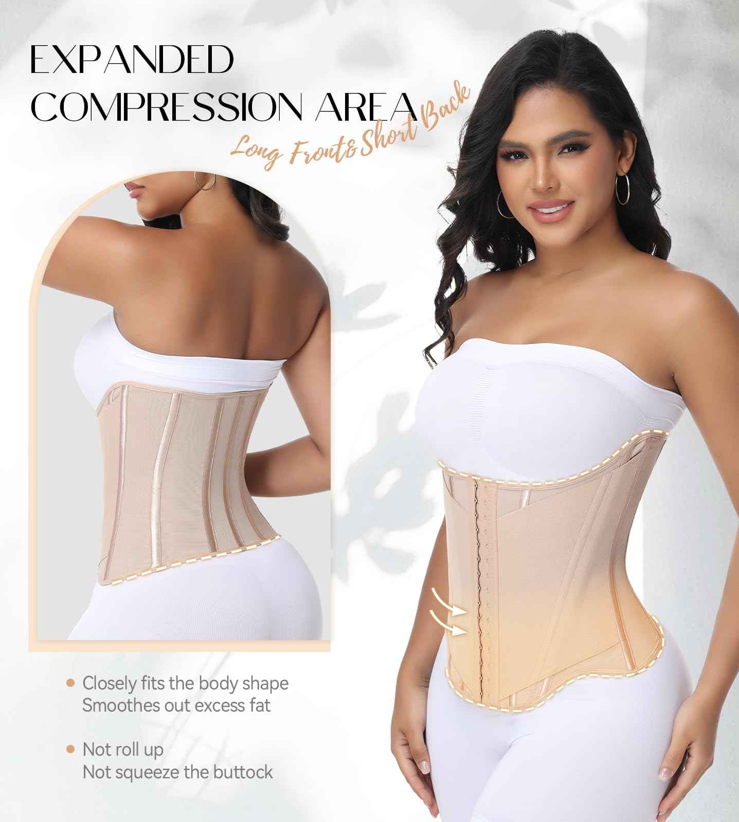 SHAPSHE Waist Trainer For Women Tummy Control Corset Waist Cincher Shapewear Workout Faja Body Shaper With Hooks