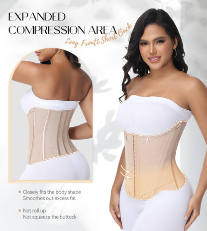 SHAPSHE Waist Trainer For Women Tummy Control Corset Waist Cincher Shapewear Workout Faja Body Shaper With Hooks