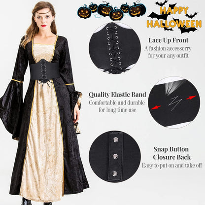 WHIPPY Women's Lace-up Corset Elastic Waist Belt, Tied Waspie Wide Belt for Women Halloween Costume