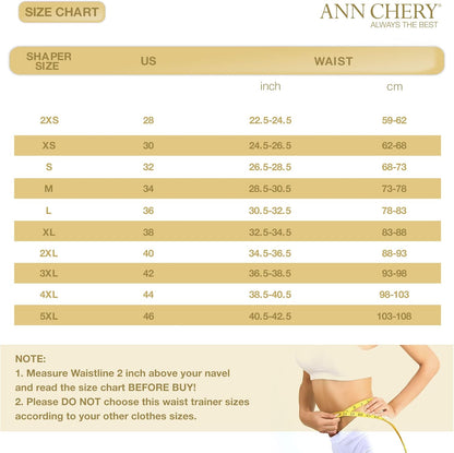 Ann Chery 2021 Latex Waist Trainer for Women |3 Hook Body Shaper|High Compression Colombian Waist Cincher |Daily & Sports Use