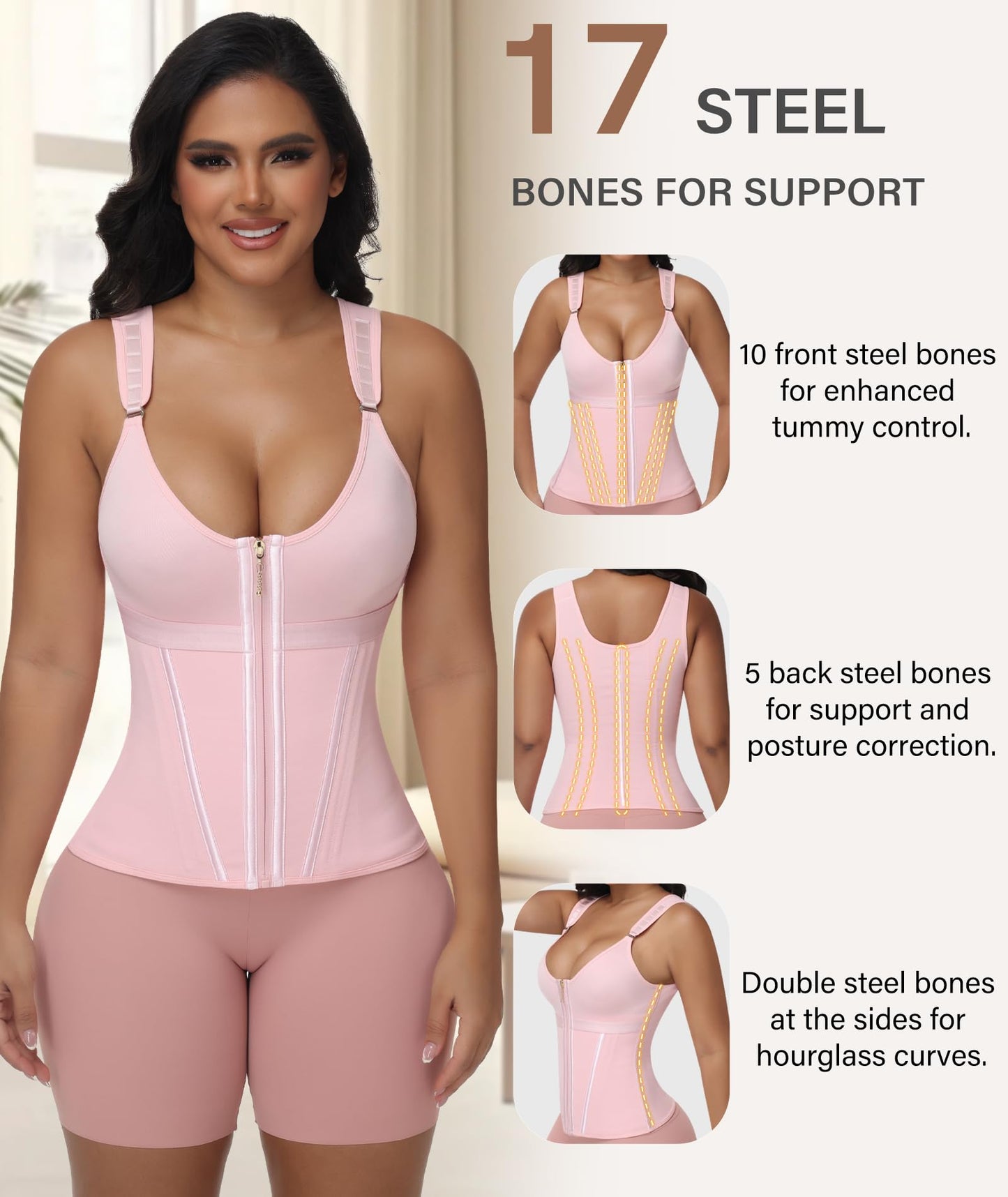 Waist Trainer For Women Corset Shapewear With Zipper Faja Body Shaper Tummy Control Girdle