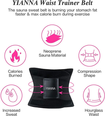 YIANNA Waist Trainer Belt for Women Waist Trimmer Weight Loss Workout Fitness Back Support Belts