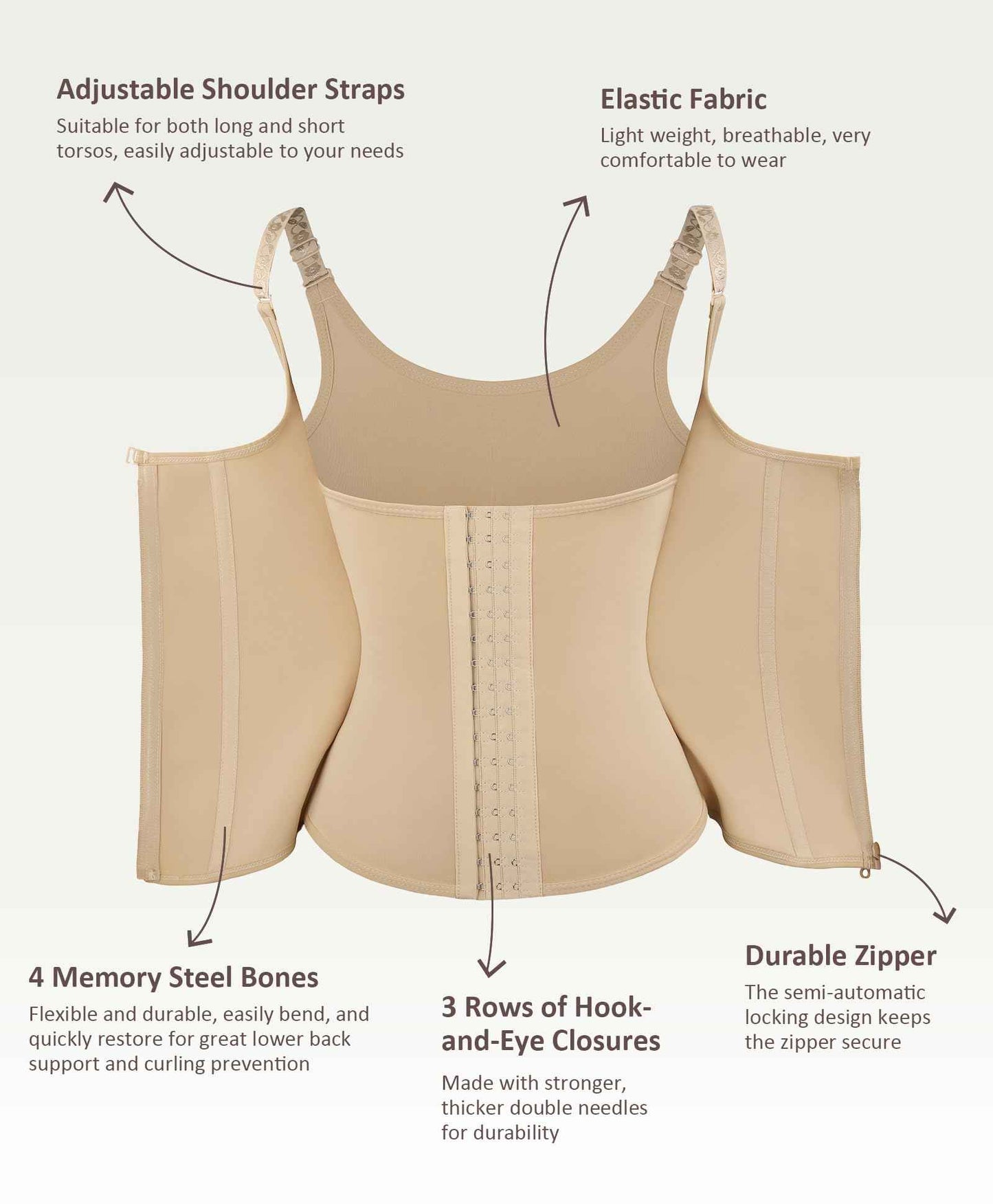 FeelinGirl Waist Trainer Vest for Women Tummy Control Corset Shapewear with Steel Bones Cincher Tank Top Girdle