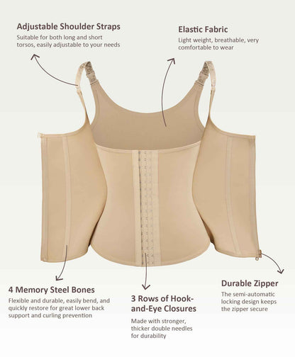 FeelinGirl Waist Trainer Vest for Women Tummy Control Corset Shapewear with Steel Bones Cincher Tank Top Girdle