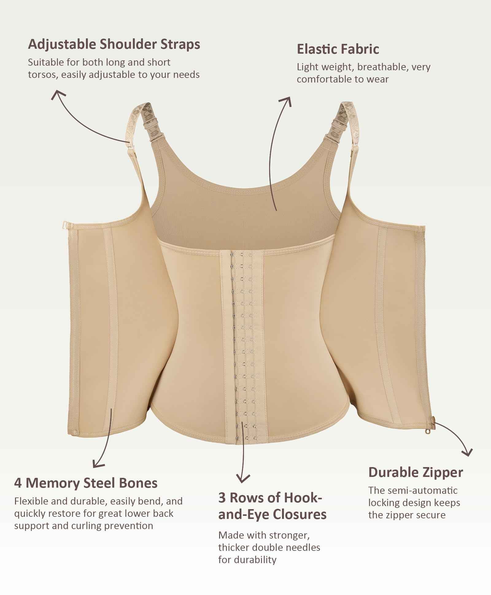 FeelinGirl Waist Trainer Vest for Women Tummy Control Corset Shapewear with Steel Bones Cincher Tank Top Girdle