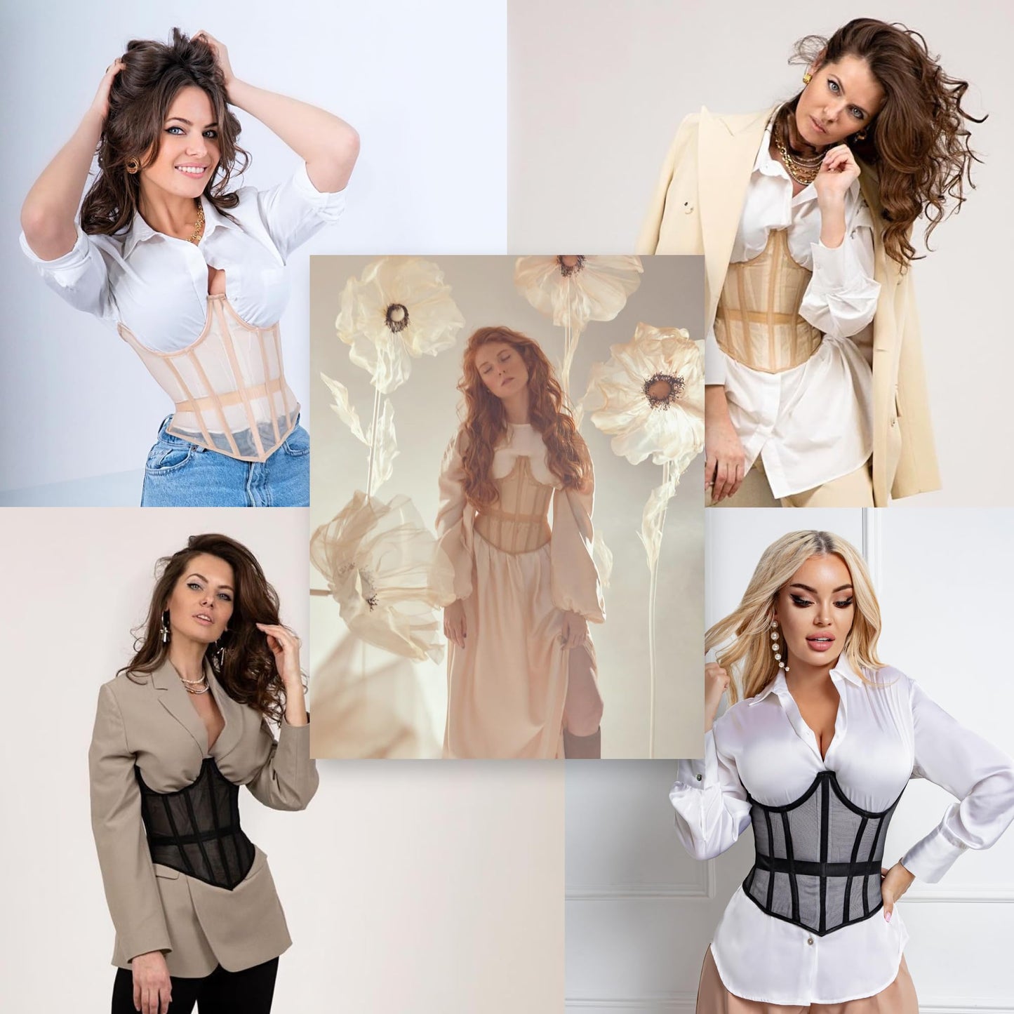 Mesh Corset Waist Trainer for Women - Underbust Corset Lace Up - Waist Cincher Shapewear - Body Shaper