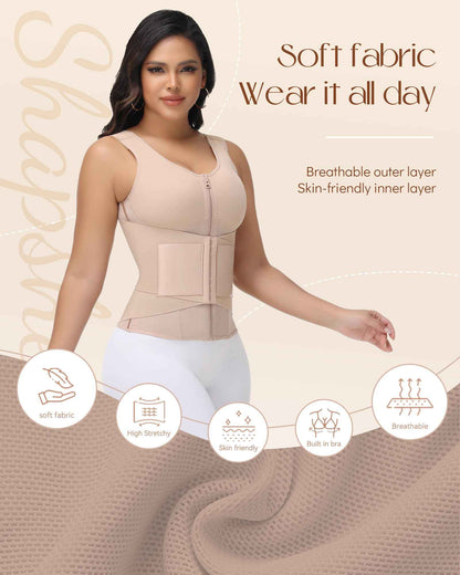 SHAPSHE Waist Trainer for Women Corset Shapewear Tummy Control Postpartum Waist Cincher Body Shaper Bra with Back Support
