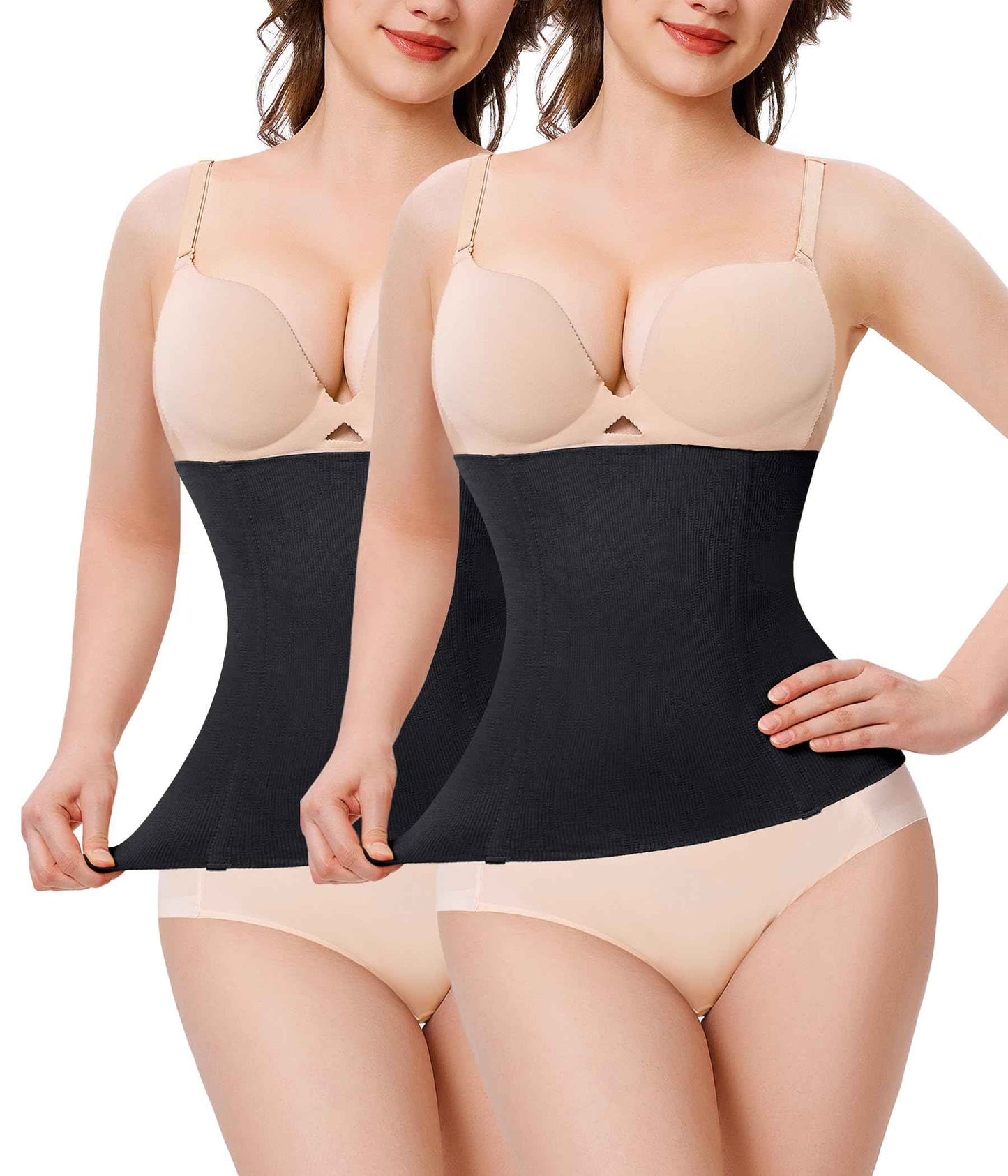 Nebility 2 Pack Waist Trainer for Women Shapewear Tummy Control Faja Body Shaper Waist Cincher Girdles Corset Shapewear